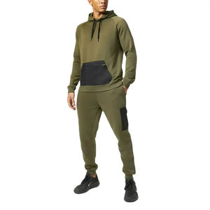 100% algodón acampanado para Puff Print Trajes de sudor para hombres Logotipo personalizado Pat apilado Tallas grandes Chándal sólido Chándal - Product Image 1