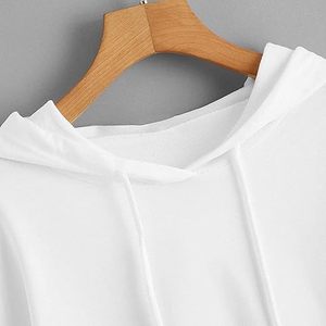 Nuevo estilo French Terry Cropped Raw Hem Hoodies Mock Neck Quarter Zip Pullover Mujeres Crop Sudadera - Product Image 3