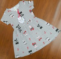 Dessin animé enfants filles point de volant robe enfants vêtements 100% coton inde fête d'anniversaire vacances robes personnalisées 2 à 12 ans