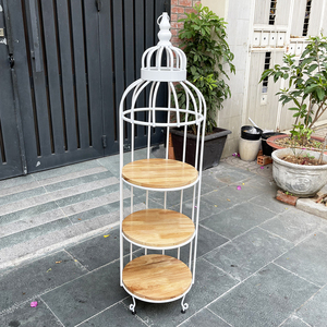 KTB68086 3-Tier Bird Cage Display <b>Shelf</b> Wall & Display <b>Shelves</b> with Iron Frame - Product Image 3