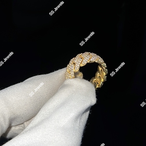 Anillo de Boda de Oro Sólido de 10K con Diamante VVS CVD de Corte Brillante, Estilo Cubano para Hombre, Unisex, Moderno, Cultivado en Laboratorio, Estilo Hip Hop - Product Image 2