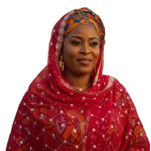 Hijab en Chiffon Géométrique Africain Rouge Premium |   Châle long léger et respirant, imprimé sur mesure - Product Image 1