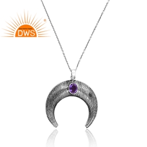 Meilleure vente en argent Sterling oxydé doublet améthyste Quartz pierres précieuses pendentif collier bijoux personnalisés pour les femmes cadeau pour elle - Product Image 2