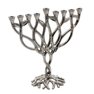 Bougeoir Menorah 9 Branches Finition Argentée Hanukkiah Menorah Décorative En Aluminium Pour Hanukkah Décoration de La Maison - Product Image 1