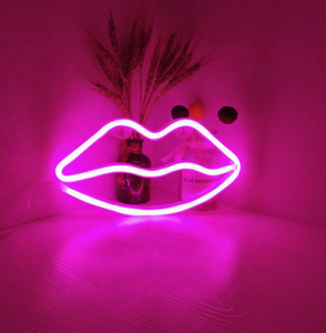 Rosa Sexy colgante Usb con pilas luz de neón lámpara de noche Led labios letrero de neón para pared niños habitación fiesta boda Bar Decoración - Product Image 1