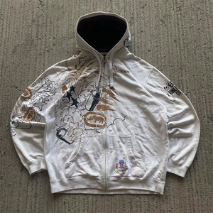 Sweat à capuche léger pour homme OEM, broderie personnalisée, design imprimé avec strass, tissu en molleton 100% coton écologique - Product Image 1