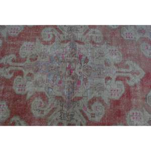 Alfombra de lana Vintage, color rojo y beige, 3,5x6,2 pies, Kilim turco, área grande, patrón abstracto, pasillo, rectángulo, respaldo de látex, 10mm para habitaciones - Product Image 5