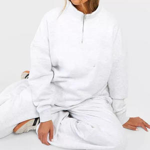 Vente en gros Sweat-shirt à col ras du cou deux pièces pour femmes Sweat-shirt à capuche unisexe surdimensionné avec logo personnalisé pour hommes et femmes - Product Image 4