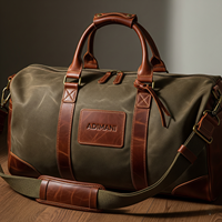 Fournisseur en gros Sac polochon de week-end en toile et cuir avec grand compartiment Sac de voyage en toile en cuir véritable Produit OEM et FBA