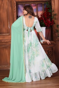 Elegante vestido Anarkali de Henixa Creation, estampado de Georgette falso durante todo el año para fiestas de trabajo indias paquistaníes, verano e invierno - Product Image 5