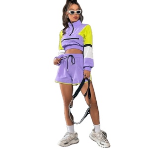 Ensemble jogging unisexe personnalisé 2 pièces automne en polyester/nylon coupe-vent avec veste à capuche et taille élastique extensible dans les quatre sens respirant - Product Image 2