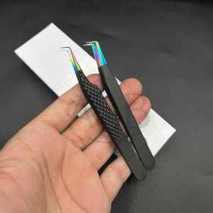 Pinzas de pestañas de acero sostenibles japonesas para bota delgada de 90 grados de alta calidad profesional, pestañas de fibra puntiagudas probadas a mano - Product Image 2