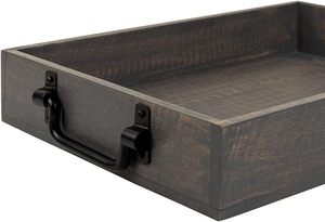 Plateau en bois fait main avec poignées en métal plateau de service décoratif pour le petit déjeuner au lit café fête taille personnalisée couleur bois naturel - Product Image 2