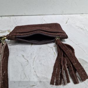 Bolsos de mano de lujo con logotipo personalizado para mujer, bolsos de mano de cuero genuino para noche, bolsos de mano con flecos largos y cremallera - Product Image 4