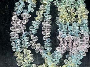 ลูกปัดลูกแพร์ briolette หลายเหลี่ยมพลอยสีฟ้าธรรมชาติขนาด6มม. 8นิ้วสำหรับทำเครื่องประดับ - Product Image 6