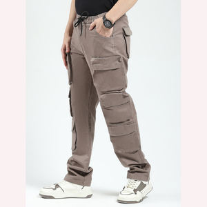 Pantalon cargo droit incurvé à rayures pour hommes, décontracté, multi-poches, durable et confortable, pour l'extérieur - Product Image 2