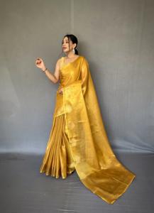 Pattern- Jacquard Zari Weaving <b>Saree</b> With Jacquard Weaving Border Having Rich Pallu. Motifs All Over the Border of the <b>Saree</b> - Product Image 4