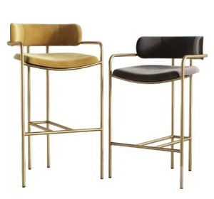 เก้าอี้ทรงกลมทำจากไม้วอลนัทสำเร็จรูปพร้อมกรอบโลหะสีดำสำหรับร้านอาหารคาเฟ่เก้าอี้บาร์นั่งทนทานทันสมัยใหม่ - Product Image 5