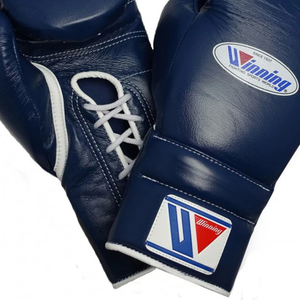 Professional <b>Lace</b> Up Boxing Gloves Navy Genuine Leather Training Sparring Gloves Handcrafted Fight Gear - Product Image 3