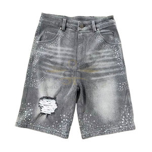 Coupe ample taille élastique vente en gros strass Shorts personnalisés grande taille strass Shorts pour un usage décontracté - Product Image 1