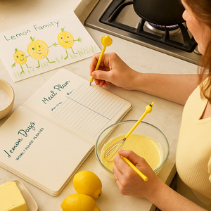 LABON Agenda familial hebdomadaire sur le thème du citron avec couverture rigide en tissu Organisateur d'été au design jaune pour la <span class=keywords><strong>cuisine</strong></span> ou la maison - Product Image 5