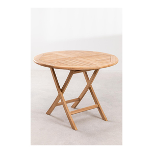 Mesa de Comedor Plegable de Madera de Teca Maciza Ganesa para Interior o Exterior con Acabado Natural - Product Image 1