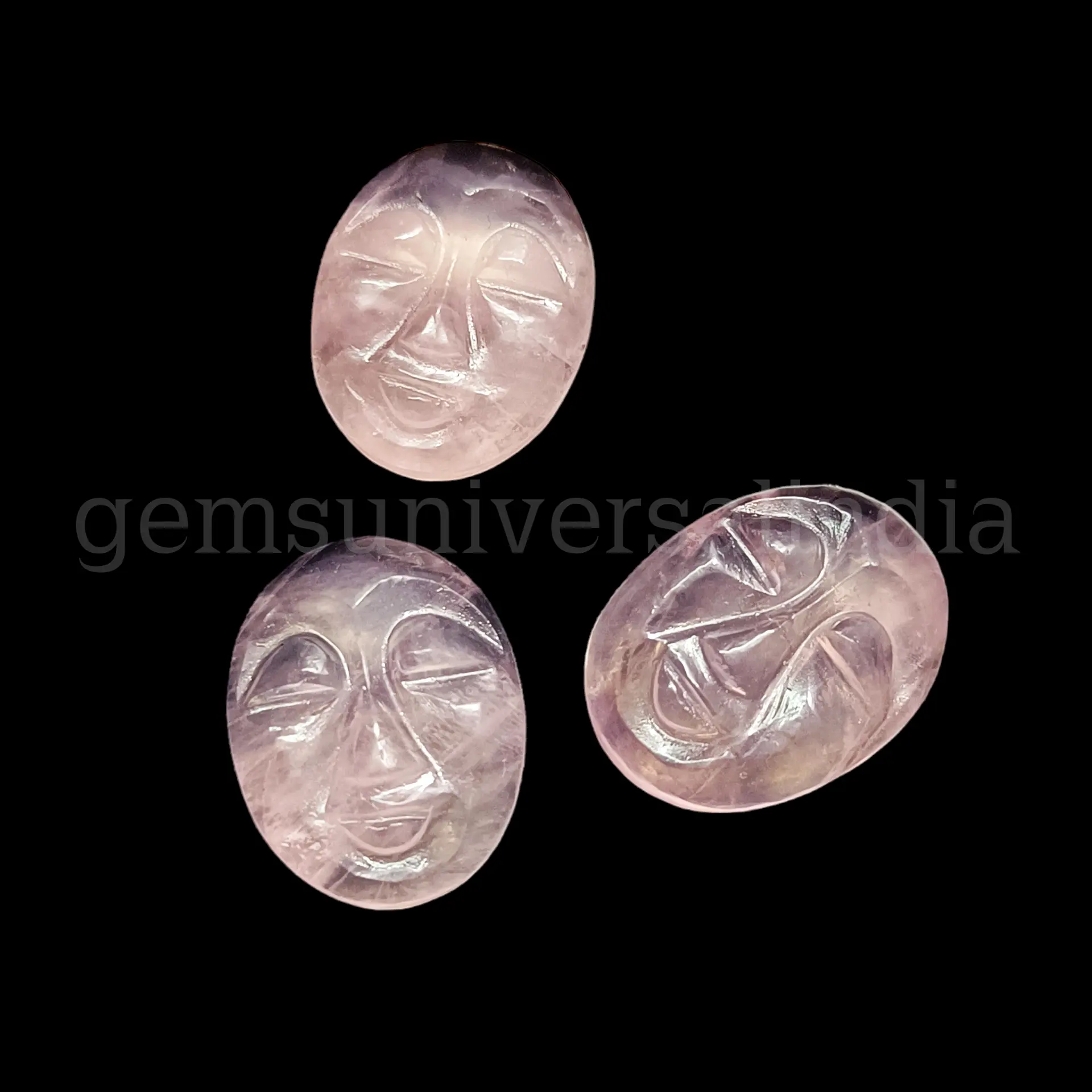 Best Quality Rose Quartz Moon Face Gemstone Fancy Oval Face Carving Cabochon Loose Quartz Gemstone 18mm From Indian Manufacturer