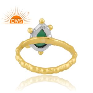 แหวนพลอยโอนิกซ์สีเขียวธรรมชาติชุบทอง18K 925ดีไซน์เป็นเอกลักษณ์เครื่องประดับสำหรับผู้หญิงของขวัญสำหรับผู้หญิง - Product Image 2