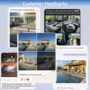 Mobilier de Jardin en Aluminium pour Villa, Ensemble de Meubles de Patio d'Hôtel, Canapés de Jardin en Teck, Salon d'Extérieur en Forme de L - Product Image 5