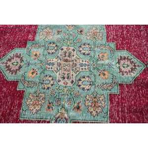 พรมวินเทจขนาด 7.4x10 ฟุต พรมตุรกีขนาดใหญ่ พรมลายตารางแดงเขียว - Product Image 5