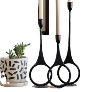 ตกแต่งโลหะสีดําโบราณออกแบบใหม่บนโต๊ะเชิงเทียนที่ขายดีที่สุดชุด 3 ฐานกลม - Product Image 1