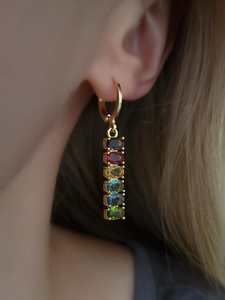 Pendientes Colgantes de Plata de Ley 925 con Circonitas y Baño de Oro/Rodio, Diseño Vintage y Lindo para Regalo de Fiesta - Product Image 5