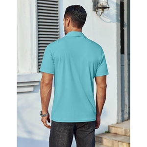 เสื้อโปโลผู้ชายแขนสั้นลำลองแบบพรีเมียมเสื้อกอล์ฟแห้งเร็วลายสีพื้นพิมพ์ลายคอปก - Product Image 2