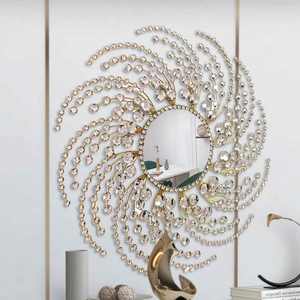 กระจกติดผนังโลหะแบบโมเดิร์นทำด้วยมือพร้อมดีไซน์ดอกไม้สำหรับงานแต่งงานในอินเดีย - Product Image 5