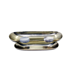 Bandeja Rect de piedra de aluminio decorativa moderna F354 Color de latón EPL para alimentos Utensilios de cocina Vajilla hecha a mano a granel - Product Image 1