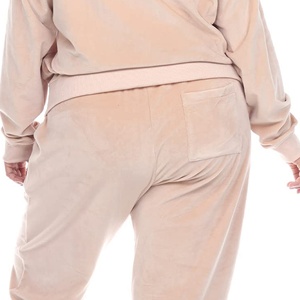 Survêtement de sport décontracté avec logo personnalisé pour femmes Sweat à capuche en velours élégant et survêtement de jogging Ensemble de 2 pièces - Product Image 4