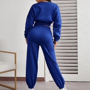 Conjunto Informal de Alta Calidad, Sudadera y Pantalones de Algodón Suave, Chándal, Logotipo Personalizado, Transpirable, Conjunto de Dos Piezas para Mujer - Product Image 6