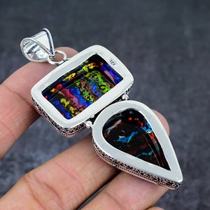Colgante de Aleación con Cristal Dicroico Vintage, Estilo Bohemio, Hecho a Mano, Corte Ovalado de Citrino, Unisex, Joyería - Product Image 4