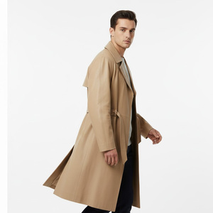 Manteau long en cuir véritable pour homme, fournisseur d'usine OEM, vente en gros, sur mesure, manteau d'hiver élégant, vêtements d'extérieur classiques en coton - Product Image 6