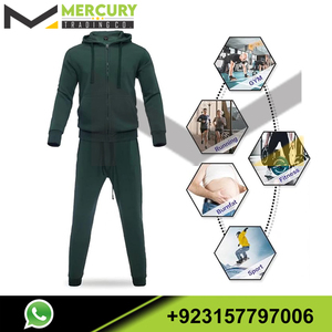 Chándal deportivo de algodón personalizado de talla grande para hombre, chándal para gimnasio, forro polar liso, sudaderas para correr de invierno, conjunto de chándal para hombre - Product Image 3