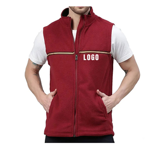 Nueva llegada de la calle de talla grande chalecos de los hombres sin mangas Polar polar bordado chaleco transpirable activo Zip Front Wear - Product Image 4
