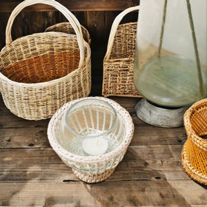 TienPhong Vietnam gros rotin sphérique photophore-panier décoratif tissé à la main naturel (verre non inclus) - Product Image 2