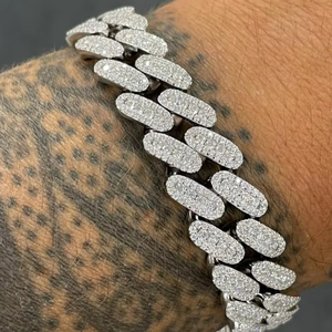 Moissanite Hip Hop Chaîne Cubaine Diamant Bracelet De Luxe Pour Hommes Bijoux De Mode Bracelet En Argent Sterling 925 - Product Image 1