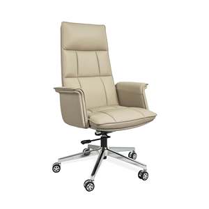 Sedia da ufficio Premium Executive con schienale alto in vera pelle con sollevamento regolabile in altezza e poggiatesta per l'home Office - Product Image 1