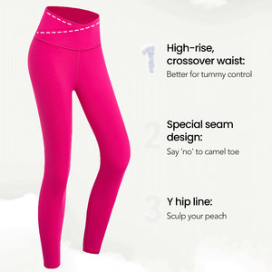 Leggings Deportivos de Cintura Alta para Mujer, con Logotipo Personalizado, OEM ODM, con Pedrería, Transpirables, Antibacterianos, de Algodón y Bambú, para Yoga - Product Image 3