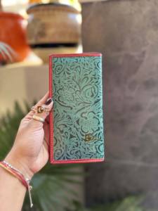 Cartera larga de diseño único para hombre, tallado a mano, estilo occidental, gran oferta, soporte para efectivo de Color turquesa a la moda, regalo para él - Product Image 3