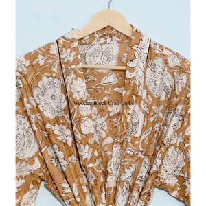 Regalo de San Valentín, kimono hecho a mano con estampado a mano, kimono largo para mujer, estilo bohemio, ropa de dormir y bata para mujer. - Product Image 4