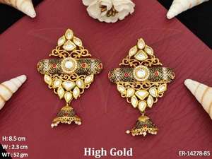 Kundan joyería India alto oro polaco diseñador elegante pendiente estilo Kundan pendiente conjunto - Product Image 2