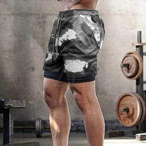 กางเกงขาสั้นระบายอากาศสำหรับผู้ชายแบบ2 in 1สำหรับผู้ชายกางเกงขาสั้นแบบ2 in 1โลโก้ตามสั่ง - Product Image 4