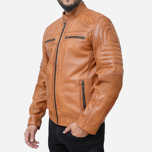Veste en cuir premium pour homme, en cuir de vachette et agneau, col montant, pour l'hiver, style décontracté, vêtement d'extérieur, personnalisation de marque, fournisseur OEM en gros - Product Image 2
